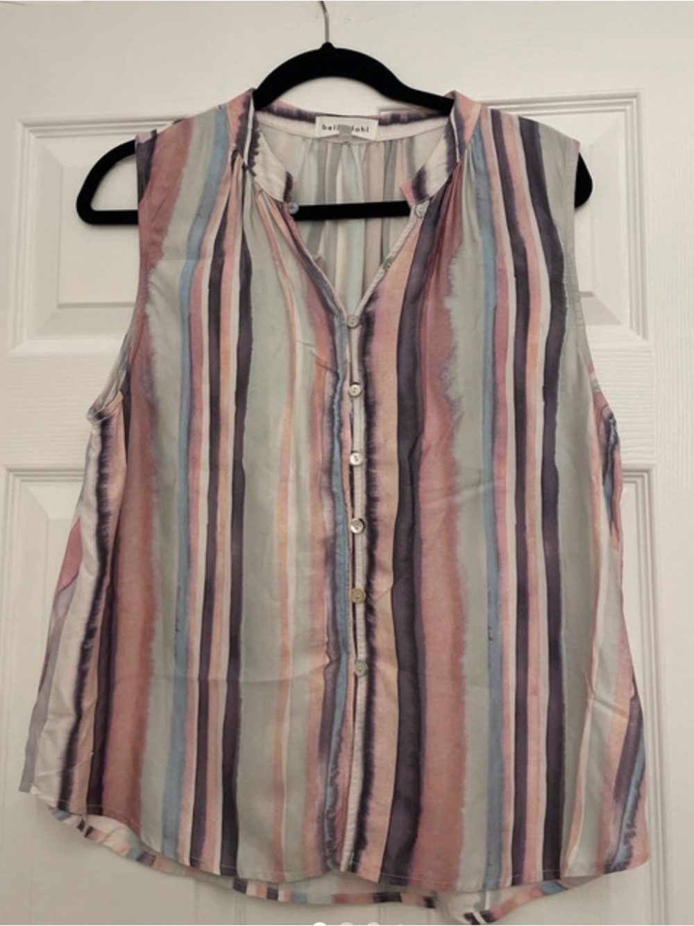 Bella Dahl Sleeveless Vertical Stripe Blouse in Pink, Blue & Cream